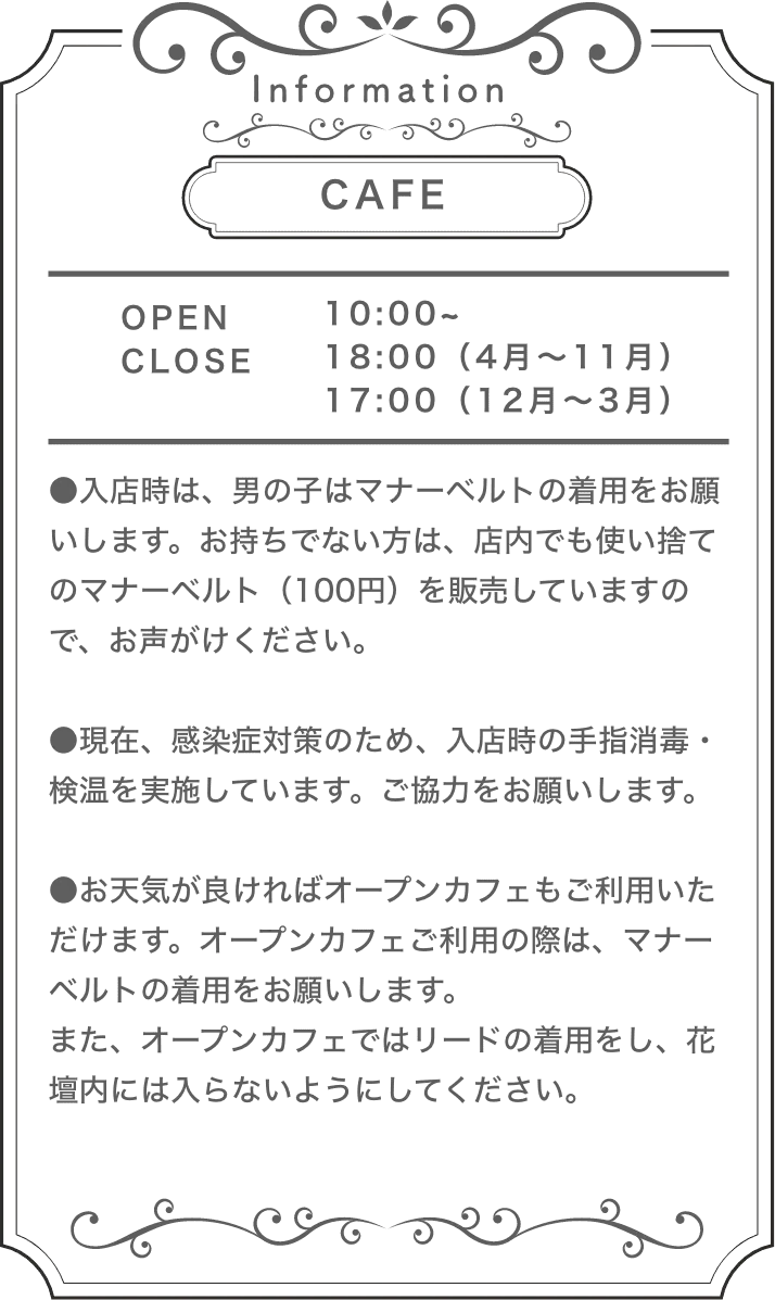 cafeのインフォメーション